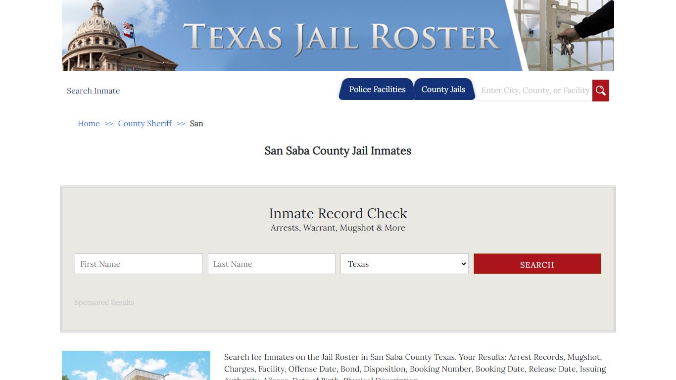 San Saba County Jail Inmates - Jail Roster Search