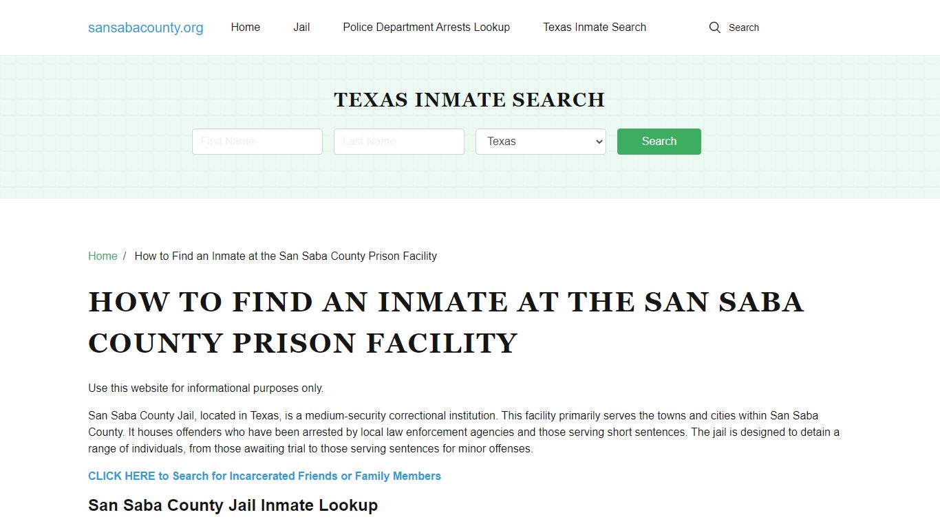 San Saba County Jail Roster Lookup, TX, Inmate Search