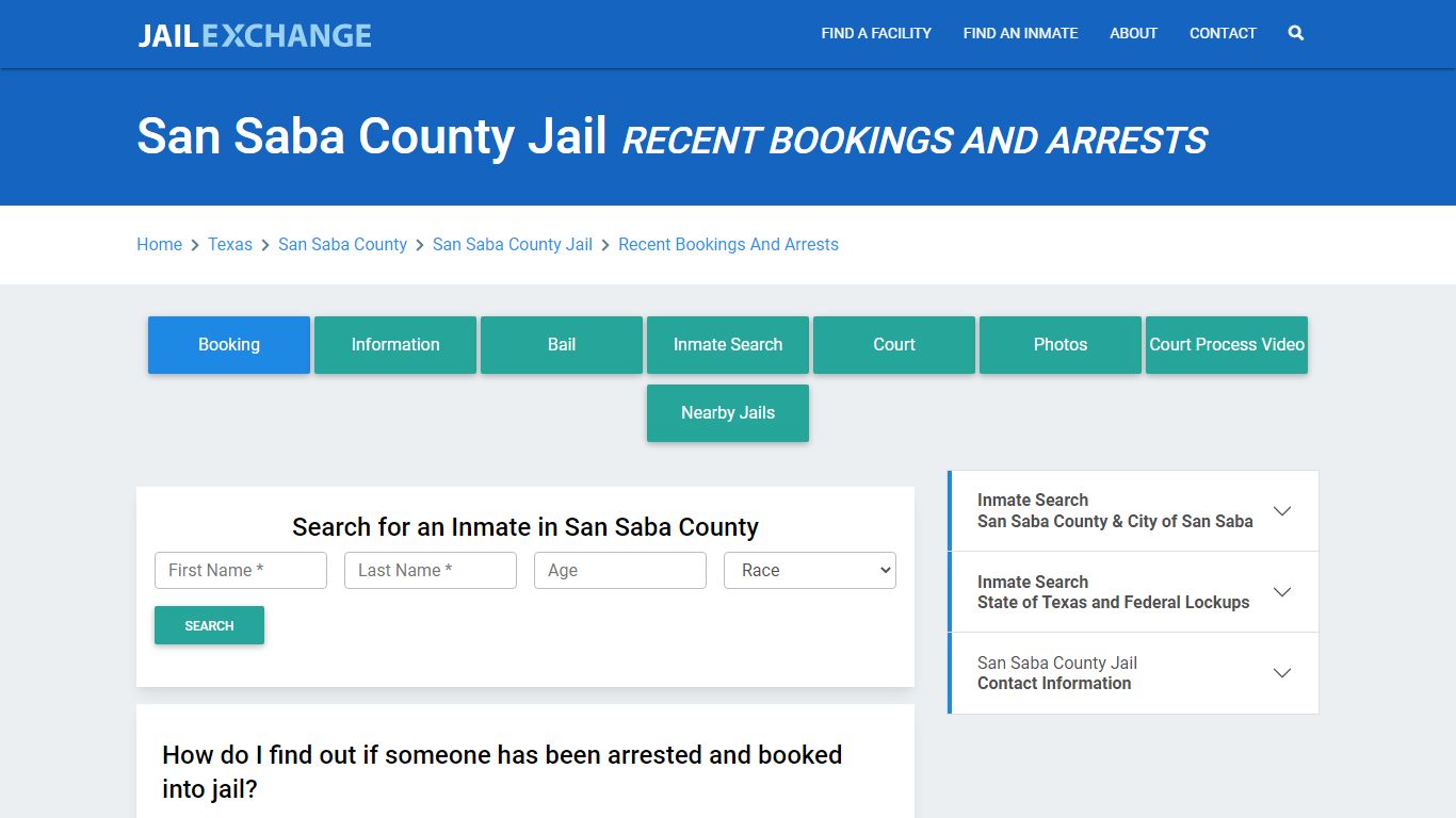 San Saba County Jail & Sheriff Recent Bookings And Arrests