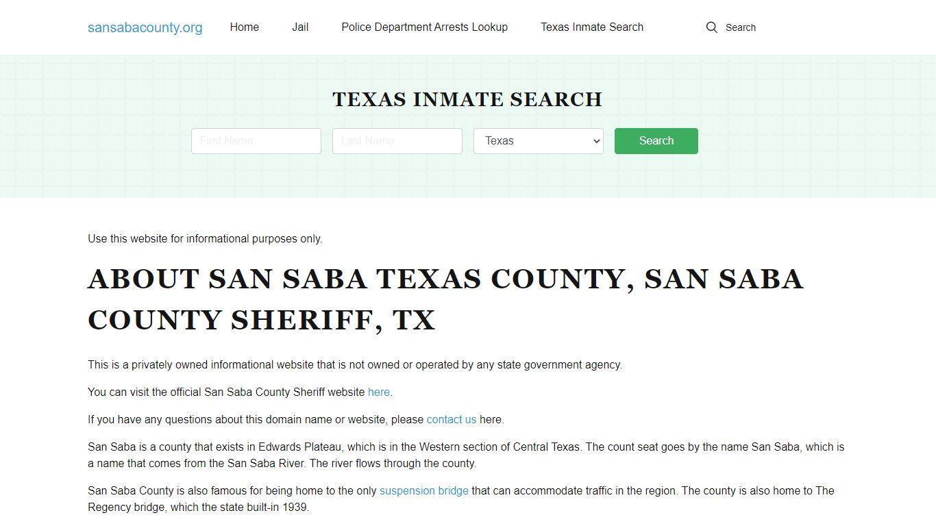 About San Saba Texas County, San Saba County Sheriff, TX